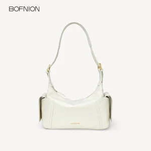 New Top Cowhide Retro One Shoulder Hobo Crossbody Bag for Women Lightweight Durable Soft with Zipper Closure up 1L Capacity
