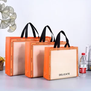 Non Woven Grocery Bag with Custom Printing Logo Non Woven Fabric Shopping Bag with Handle Tote Packing Bag