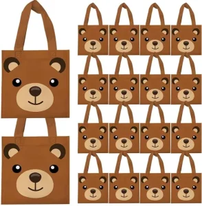 Non Woven Tote Bags with Teddy Bear Pattern Eco Friendly Promotional Gifts