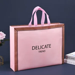 Non woven Film Coated Waterproof Tote Bag Screen Printed Advertising Business Exhibition Use Clothing Store Shopping Gift Bag