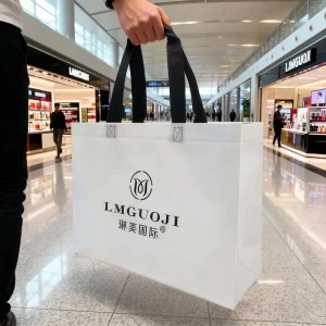 Non woven PP Laminated Fabric Custom Logo Printing Fur Supermarket Shopping Bags Mall Eco Reusable Clothing Socks Gift Tote Bag