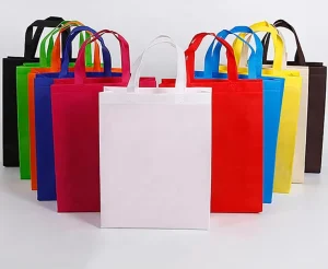 Non woven PVC Biodegradable Reusable Shopping Bag Custom Colors White Black Red Blue Custom Logo Gravure Printed Promotional Use