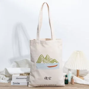 OEM Custom Logo Printed Eco Friendly Recyclable Cotton Canvas Tote Bag Recycled Reusable Plain White Grocery Shopping Bag