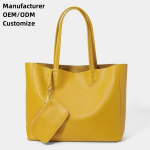 OEM Handmade Custom Large Capacity Women Luxury Genuine Cowhide Leather Tote Bags Shoulder Shopping Bag for Lady Designer