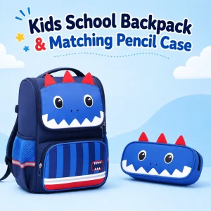 OEM ODM Custom Logo Low MOQ Dinosaur Student School Bag and Matching Pencil Case Set for 6-12 Years Old Children Primary Bag