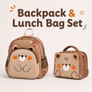 OEM ODM Cute Bear Cartoon Kids Backpack and Lunch Bag Set for 3 6 Years Old Toddler Boys Girls Preschool Kindergarten School Bag