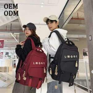OEM ODM Waterproof Nylon Preppy Style Multi pocket Casual Backpack 20-25L Wear resistant School Physiological Curve Back
