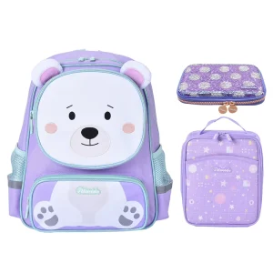 OEM&ODM Factory Direct Custom School Bag Lunch Bag Pencil case Sets Kids Custom Original Purple School Backpack Kit