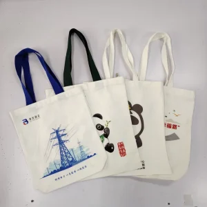Organic Canvas Tote Bag with Custom Printed logo Recyclable Cotton with Durable Handle for Daily Use Advertising Promotion