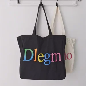 Organic Cotton Custom Reusable Recyclable Eco friendly Shopping Tote Bag Screen Printed Designs for Promotional Use