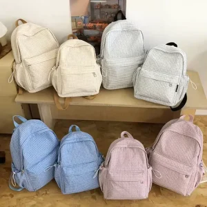 Outward Backpack for College Students Autumn and Winter New Cute and High Appearance Plaid Backpack for School
