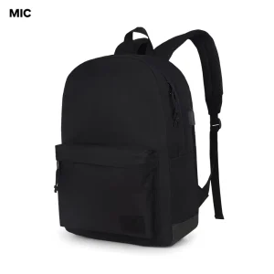 Oxford Casual Laptop Backpack Unisex School College 20L USB Charging Port Lightweight (Black)