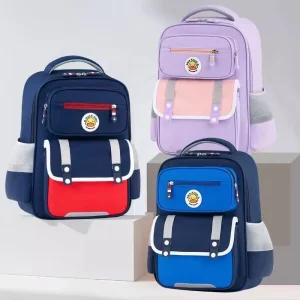 Oxford Cloth Unisex Waterproof Backpack for Primary School Children Zipper Air Cushion Strap Load Reducing Spine Protection