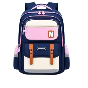 Oxford Lightweight Spine-Protecting Load-Reducing Color Blocking Reflective School Backpack Primary School Boys Girls Bags