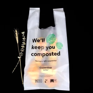 PPWR Biodegradable Plastic Compostable Shopping Bags Custom Logo Grocery Bag Reusable T Shirt Bags For Supermarket