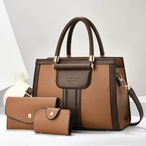 PU Leather 3 Pieces Bags Set Ladies Shoulder Bags Luxury Women’s Handbags With a Wallet
