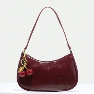 PU Leather Women’s Underarm Bag Chain Bag Shoulder Bag With Cherry Pendant