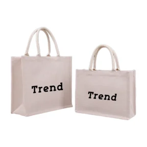 Personalized Eco-friendly Recycled Beach Jute Minimalist Tote Bags Custom Logo Shoulder Handle Reusable Bridesmaid Gift Bags