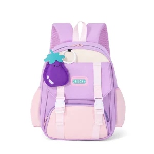 Personalized Ergonomic Stone Pattern Waterproof Oxford Small Girl Orange Anti-Lost Child Travel Backpack
