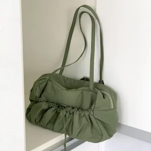 Pleated Premium Underarm Bag Tote Shoulder Bag Large Capacity Nylon Bag for Women
