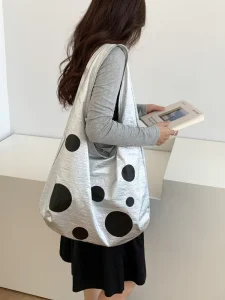 Polka Dot Tote Bag Large Capacity Casual Lightweight Personalized One Shoulder Armpit Bag