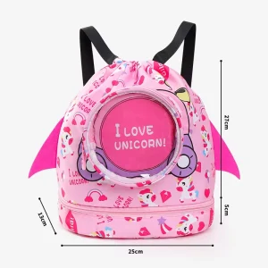 Portable Girls’ Bag Waterproof Storage Bag Wet Dry Separation Drawstring Backpack Bag
