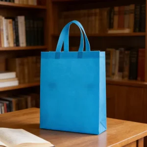 Premium Bright Blue Non Woven Tote Bag with Reinforced Handles Smooth Surface for Custom Logo Printing Eco Friendly for Shopping