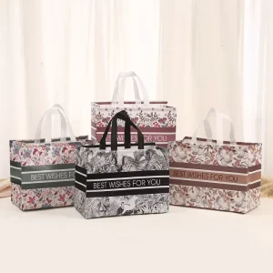 Printed Text Laminated Non woven Handbags Party Gift Waterproof Shopping Bags Dessert Wedding Gathering Packaging Bags