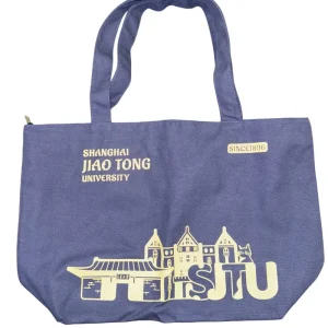 Promotion White Beach Women Cotton Shopping Tote Bags with Custom Printed Logo Pocket Zipper