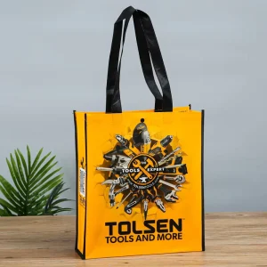 Promotion Yellow PP Lamination Non Woven Gift Tote Bags Waterproof Full Print Non Woven Grocery Shopping Bag