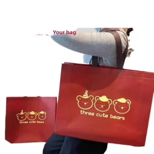 Promotional Logo Non Woven Durable Shopping Tote Silk Screen Printed Hand Length Handle Customizable Reusable Shopping Bag