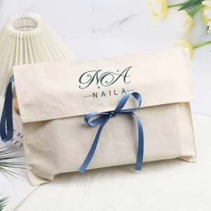 Recyclable Canvas Cotton Envelope Handbag Gift Dust Tote Bag Custom Embroidery Logo Envelope Clothes Packing Canvas Bag
