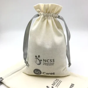Recyclable Cotton Fabric Drawstring Bags & Promotional Muslin Pouches Customizable Sizes & Colors