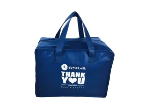 Recyclable Insulated Cooler Bag PP Non-Woven Takeaway Tote for Supermarket Thermal Protection Printed Pattern Reusable