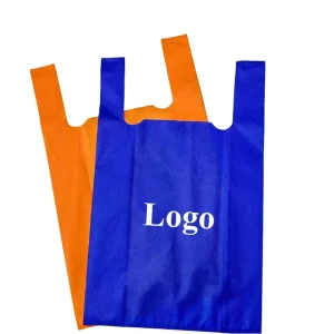 Recycled PP Non Woven Eco-friendly Custom Logo Multi-color Vest T-Shirt Tote Bag with Die Cut Design