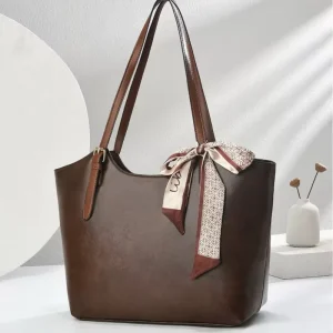 Retro Luxury Tote Bag for Women Minimalist Textured Zipper Closure Shoulder & Crossbody Bag with Checkerboard Pattern