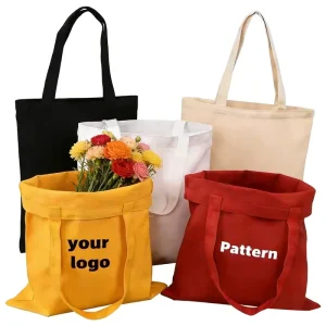 Reusable Durable Medium Size Canvas Tote Bags Custom Logo Multiple Colors Eco Friendly Cotton Shopping Handbags Bulk