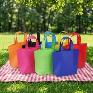 Reusable Non Woven Recyclable Shopping Tote Bags Multicolored Custom Logo for Supermarket Grocery Use