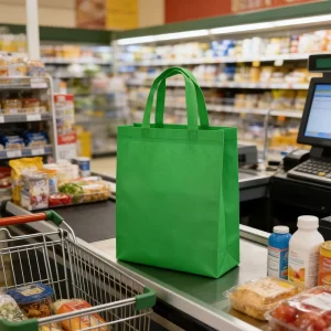 Reusable Non Woven Tote Bag Eco Friendly Shopping Bag with Long Handle for Daily and Commercial Use