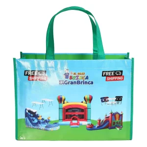 Reusable Recyclable Custom Logo Portable Lightweight Durable Grocery Tote Shopping Bag with Pouch for Supermarket Exhibition Use