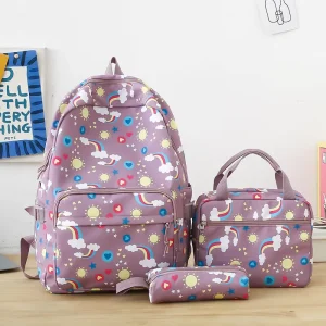 School Backpack Bag Girl Pencil Case for Girls Bookbags Set Waterproof Cartoon School Bags Lunch Backpack 3 in 1