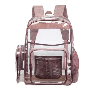 School Bags Heart Clear PVC Pocket Transparent Travel Outdoor Waterproof Clear Backpack for Kids