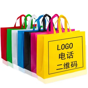 Screen Printed PE+ Recyclable Nonwoven Fabric Tote Bag Promotional Exhibition Supermarket Grocery Shopping Custom Color Logo