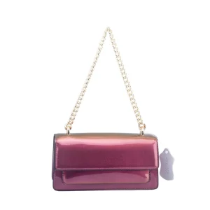 Shiny Burgundy Women’s Shoulder Bag Chain Strap Handbag Convertible to Crossbody