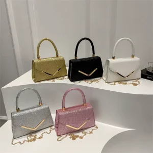 Shiny Evening Bag Fashionable Elegant Large Capacity PU Custom Shoulder Bag Small Square Crossbody Bag for Women