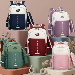 Simple Fashion Oxford Nylon Zipper Schoolbag Students Light Large Capacity Easy Receive Load Reduction Waterproof Breathable