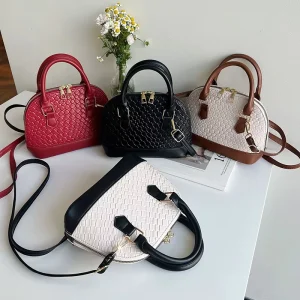 Solid Color Elegant Handbag Casual Shoulder Crossbody Shell Bag Zipper Closure