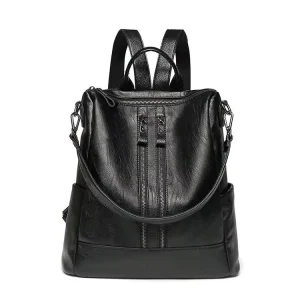 Solid Color Versatile Backpack Soft Women Travel Bag Backpack