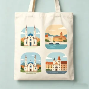 Souvenir Gifts Printed Shopping Oversize Cotton Canvas Active Lifestyle Sporty Tote Bag