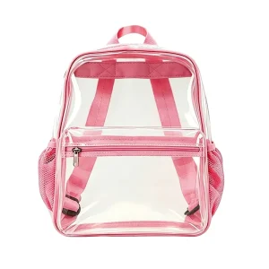 Stock Clear Transparent Eco PVC Backpack Zipper Closure Fashionable Waterproof School Stadium 20-36L Unisex Arcuate Shoulder
